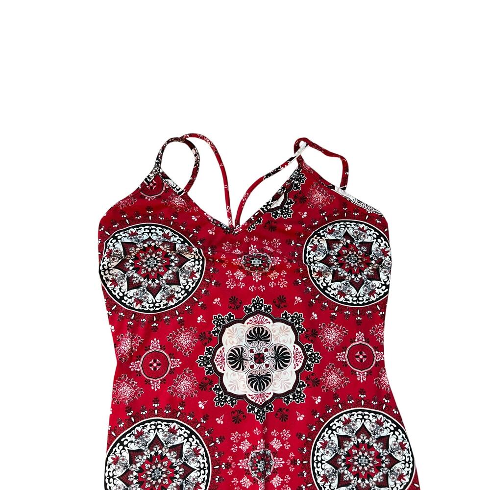 Vtg Y2K Charlotte Russe Mandala Print Mini Dress Red Black Medium - Picture 3 of 5